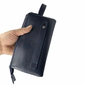 Diga Hakiki Deri 3006 Dopp Kit El Çantası Lacivert - 7