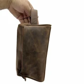 Hakiki Deri CA253 Dopp Kit El Çantası Tigon Taba - 4