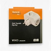Viko Yonca Plus Beyaz Üçlü Topraklı Priz - 3