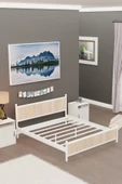 Metalia GM 305 Modern Çift Kişilik Ahşap Metal Beyaz Sonomo Karyola 140X190 - 4