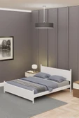 Metalia GM 305 Modern Çift Kişilik Ahşap Metal Tamamı Beyaz Karyola 140X190 thumbnail 1