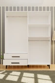 Metalia GM 070-B Novado Siyah Kulplu Ayaklı Aynalı Gardırop - 3