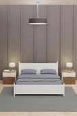 Metalia GM 305 Modern Çift Kişilik Ahşap Metal Tamamı Beyaz Karyola 150X200 - 2