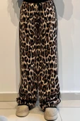 PLT001 LEOPAR DESEN TRİKO LASTİKLİ PANTOLON - 2