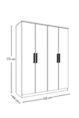 Metalia GM 057 Atlas 4 Kapılı Siyah Kulplu Aynasız Gardırop - 5