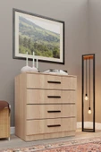 Metalia GM 092 4 Çekmeceli Sonomo Siyah Kulplu Şifonyer - 1