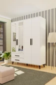 Metalia GM 070-B Novado Siyah Kulplu Ayaklı Aynalı Gardırop - 2