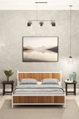 Metalia GM 305 Modern Çift Kişilik Ahşap Metal Beyaz Ceviz Karyola 160X200 - 3