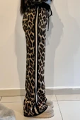 PLT001 LEOPAR DESEN TRİKO LASTİKLİ PANTOLON - 3