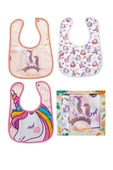 Unicorn Desen 4'lü Set Eko Sıvı Geçirmez Aktivite Ve Mama Önlüğü Kendi Kutusunda 6-24 Ay thumbnail 3