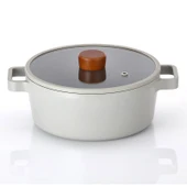 Fika Cam Kapaklı Alüminyum Döküm Derin Tencere 26 Cm Gri - 1