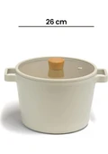 Neoflam Fika Alüminyum Döküm Derin Tencere - 26 cm - Krem Rengi - 1