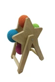 AHŞAP KEDİ TIRMALAMA OYUNCAĞI BEŞ RENKLİ DÖNER KEDİ OYUNCAĞI YILDIZ thumbnail 1