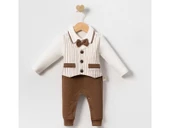 Çizgili Papyonlu Erkek Bebek Tulum % 100 Pamuk thumbnail 1