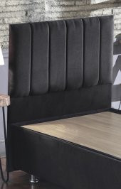 Niron Ela Baza ve Başlık Seti - 90x200 cm Tek Kişilik Siyah Kumaş Baza ve Başlığı Silinebilir Soho Kumaş - 5