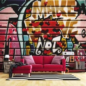 Grafitti Kalp Not Temalı Duvar Kağıdı thumbnail 1