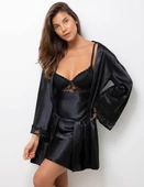 Pierre Cardin Midi Dantel Sabahlık Gecelik Set 4090 Siyah L - 1