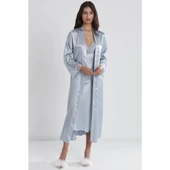 Pierre Cardin Uzun Saten Sabahlık Gecelik Set 4370 Mist - 2