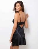 Pierre Cardin Midi Dantel Sabahlık Gecelik Set 4090 Siyah L - 5