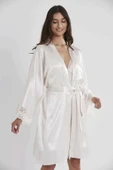 Pierre Cardin Sütyen Kaplı Sabahlık Gecelik Set 4250 Ekru - 3