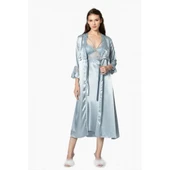 Pierre Cardin 6'lı Saten Gecelik Sabahlık Çeyiz Seti 6010 Mist - 1