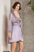 Pierre Cardin Saten Gecelik Sabahlık Pijama Şort 6'lı Gelin Çeyiz Seti Royal 6005 - 2