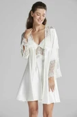 Pierre Cardin 6'lı Ekru Kaplı Midi Gecelik Sabahlık Set 6625 - 7