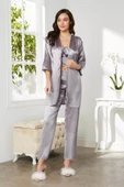Pierre Cardin Kadife Saten 3'lü Pijama Takım 2075 Royal - 5