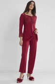 Pierre Cardin Kadın Penye Dantelli Pijama Takımı 1241 Bordo - 2