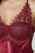 Pierre Cardin 6'lı Bordo Kısa Gecelik Sabahlık Çeyiz Set 6040 - 4