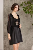Pierre Cardin Saten Gecelik Sabahlık Pijama Şort 6'lı Gelin Çeyiz Seti 6005 - 1