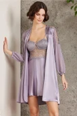 Pierre Cardin Saten Gecelik Sabahlık Pijama Şort 6'lı Gelin Çeyiz Seti Royal 6005 - 1