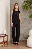 Pierre Cardin 2800 Kadın Siyah Dantelli Penye 3'lü Sabahlıklı Pijama Takım - 2