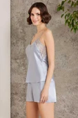 Pierre Cardin Saten Gecelik Sabahlık Pijama Şort Takım 6'lı Çeyiz Seti 6000 mist - 7