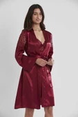 Pierre Cardin 6'lı Saten Gecelik Sabahlık Çeyiz Seti 6955 Bordo - 3