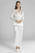 Pierre Cardin 6'lı Ekru Kaplı Midi Gecelik Sabahlık Set 6625 - 4