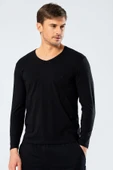 Cacharel Erkek V Yaka Uzun Kollu T-Shirt 1334/Siyah - 1