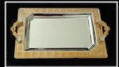 Gümüş Servis Tepsi Altınlı Orta 42 X 27 Cm - 1