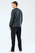 Cacharel Erkek Jakarlı Noktalı Patlı Pijama Takım 2197/Füme - 6