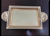 Gümüş Desenli Kristal Taşlı Servis Tepsisi lkm197 - 1