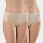 Türen Kadın Ribanalı Dikişsiz 2'li Pamuklu Bikini Külot 234/Ten - 1