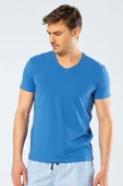 Cacharel Erkek V Yaka Likralı T-shirt 1332/Saks - 1