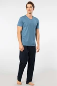 Cacharel Erkek 2192/İndigo Kısa Kollu Modal Pijama Takımı - 2