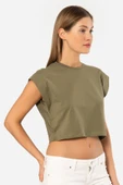 Türen Kadın Vatka Görünümlü Crop T-shirt 3402/Haki - 1