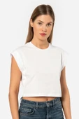 Türen Kadın Vatka Görünümlü Crop T-shirt 3402/Beyaz - 2