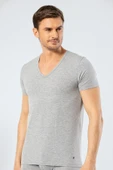 Cacharel Erkek Derin V Yaka Likralı T-shirt 1306/Gri - 1