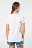 Wtshirt Milano Kısa Kol Derin V Yaka Kadın T-shirt Beyaz - 6