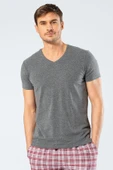 Cacharel Erkek V Yaka Likralı T-shirt 1332/Antrasit - 3