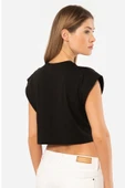 Türen Kadın Vatka Görünümlü Crop T-shirt 3402/Siyah - 3