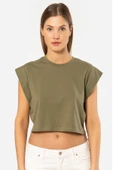 Türen Kadın Vatka Görünümlü Crop T-shirt 3402/Haki - 2